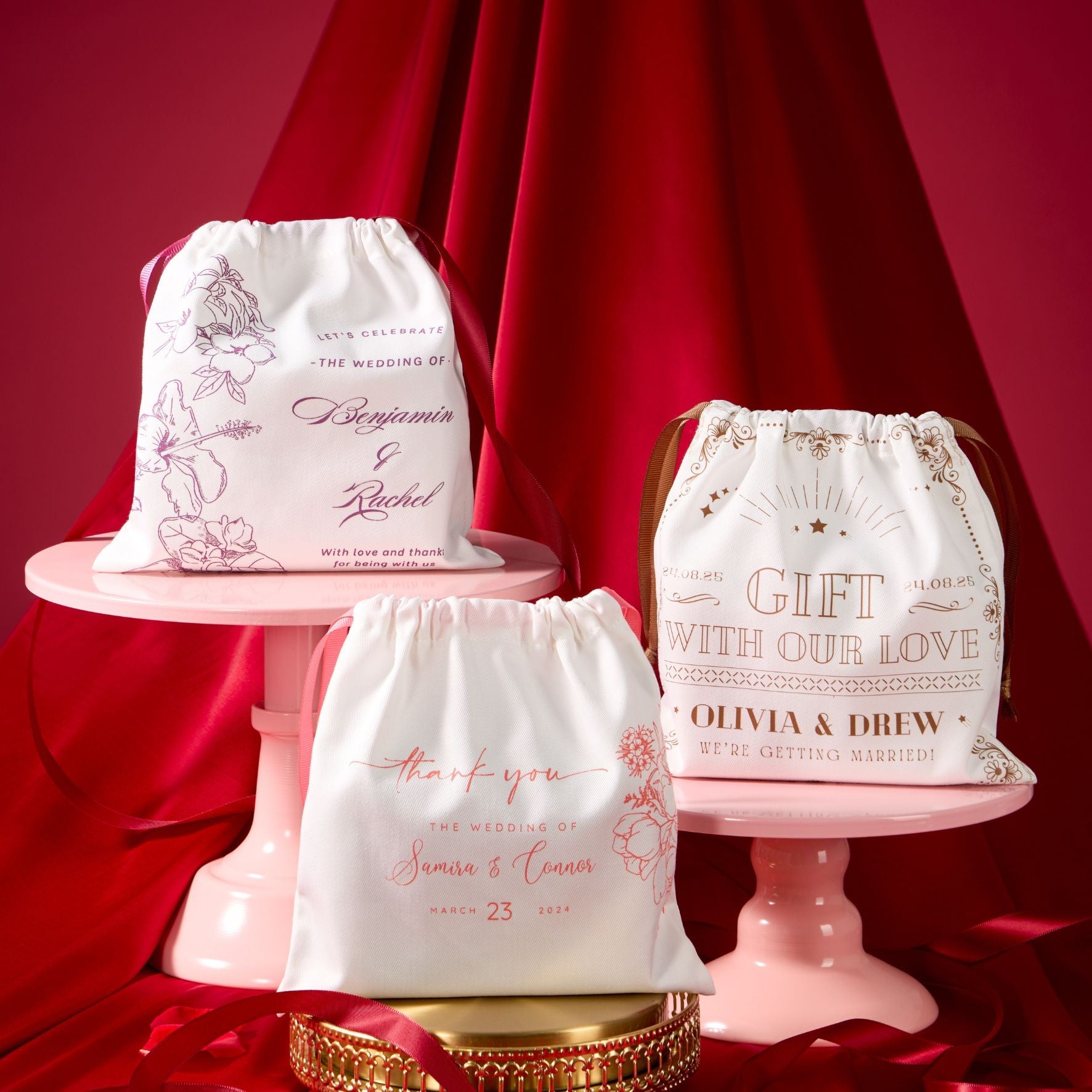 Wedding Favours 西式婚禮布袋|客製化名字・牛軋糖+茶磚回禮小禮物 - SAGE TEA