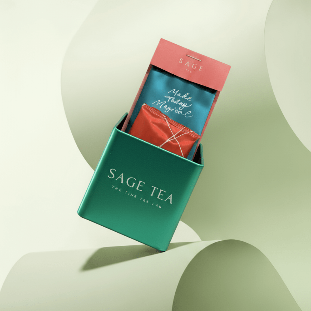 精緻婚禮回禮/散水禮物推介 - SAGE TEA | THE FINE TEA LAB 限定墨綠小方罐 (1+1包裝) - SAGE TEA
