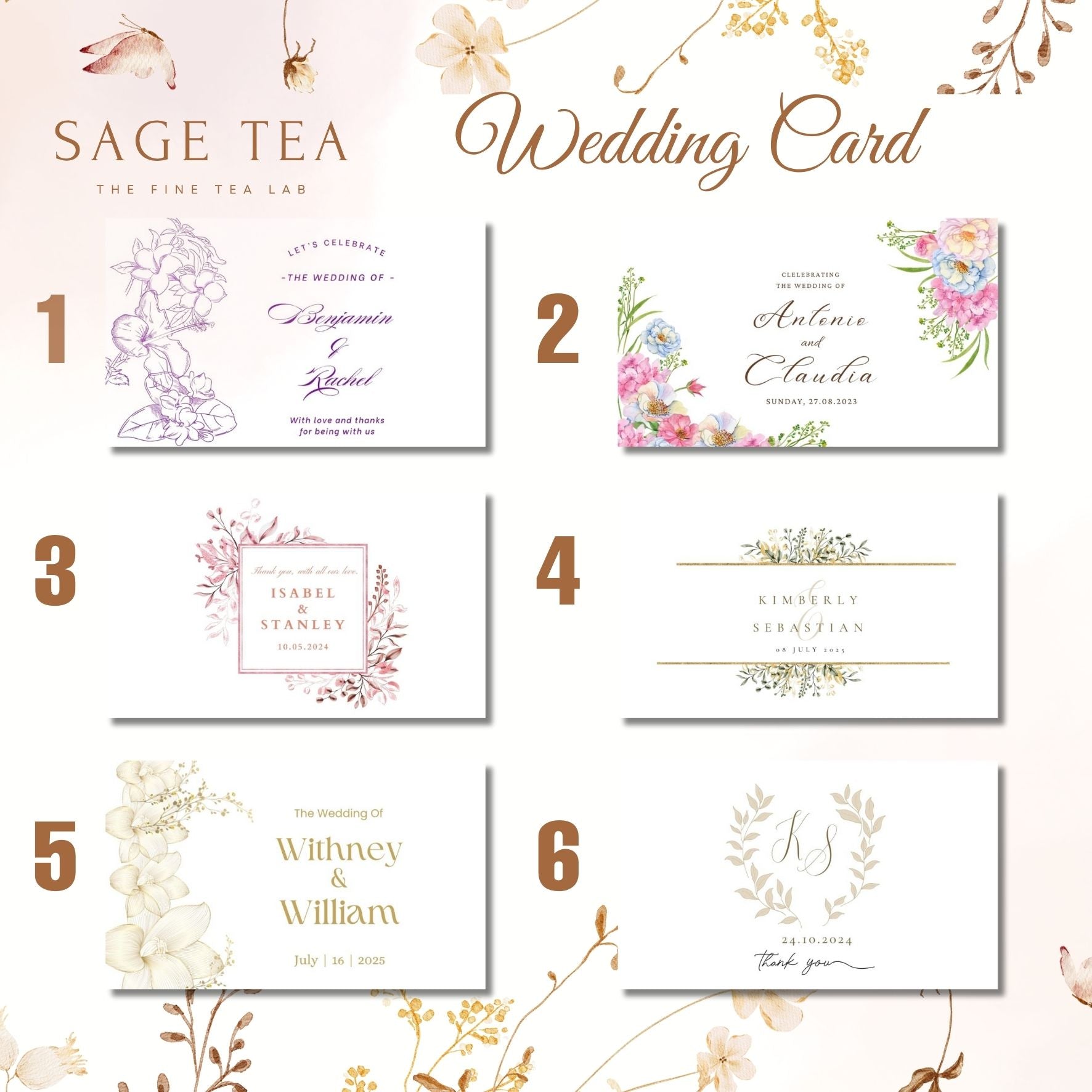 Wedding Favours 西式婚禮布袋｜客製化名字・牛軋糖＋茶磚回禮小禮物 - SAGE TEA